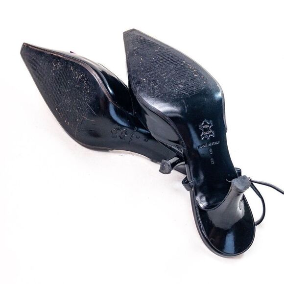 Versani Black Patent Knife Slingbacks Pink Gumball Sz 6B - Picture 6 of 11